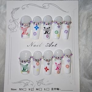 Handmade Colorful "Lv" Designer Nail Set